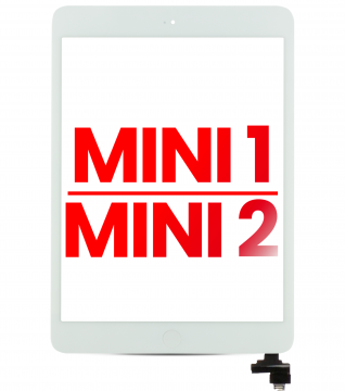 Vitre tactile compatible iPad Mini 1 - iPad Mini 2 avec bouton Home - Aftermarket Plus - Blanc