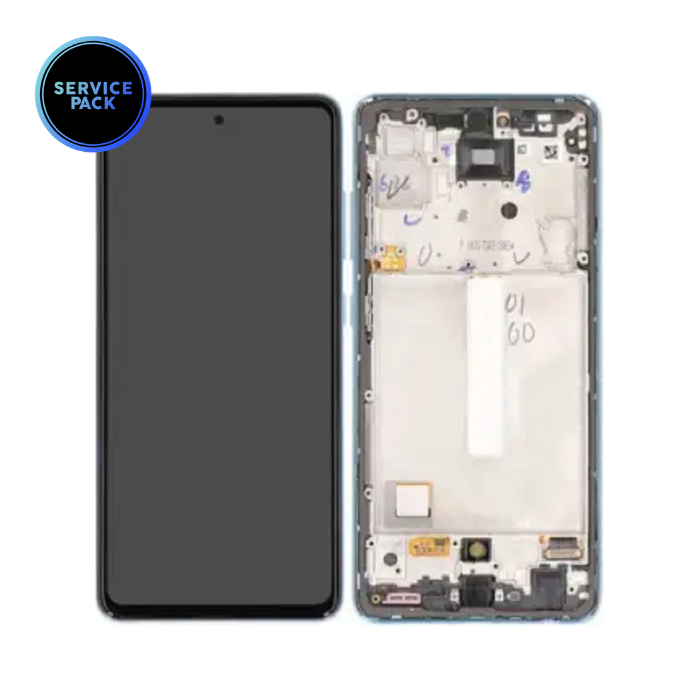 Bloc écran OLED avec châssis pour SAMSUNG A52 4G - A525 - SERVICE PACK - Bleu