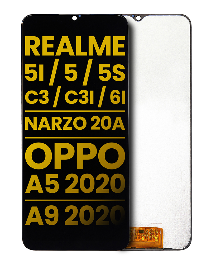 Bloc écran LCD sans châssis compatible Realme 5i - 5 - 5S - C3 - C3i - 6i - Narzo 20A - OPPO A5 2020 - A9 2020 - Reconditionné - Toutes couleurs