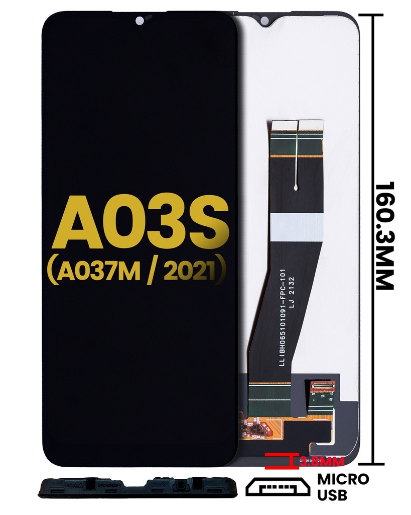 Bloc écran LCD compatible pour SAMSUNG A03S (A037M) - Sans châssis - Reconditionné