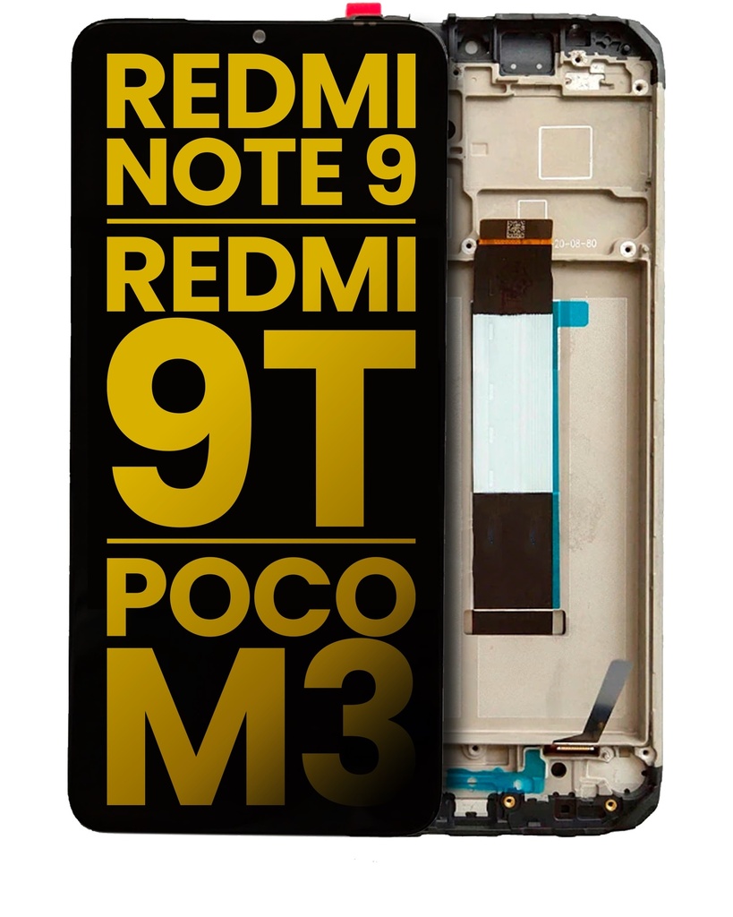 Bloc écran LCD avec châssis compatible XIAOMI Redmi Note 9 - Redmi 9T - Poco M3 - Reconditionné