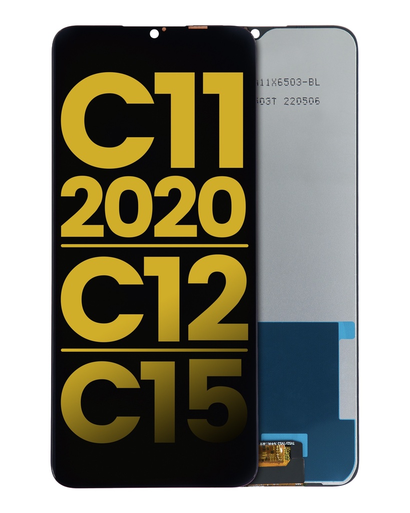 Bloc écran LCD sans châssis compatible Realme C11 2020 - C12 - C15 - C25 - Reconditionné - Toutes couleurs
