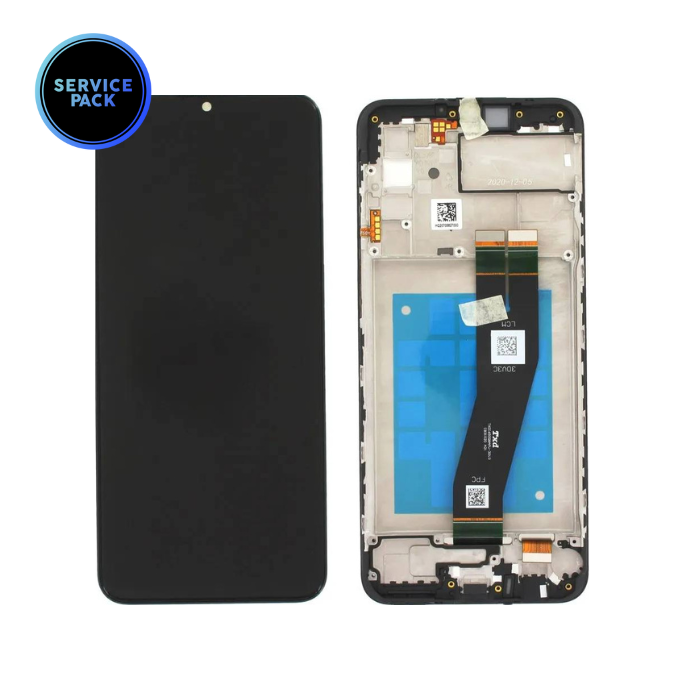 Bloc écran LCD avec châssis pour SAMSUNG A02s - A025 - SERVICE PACK - Noir