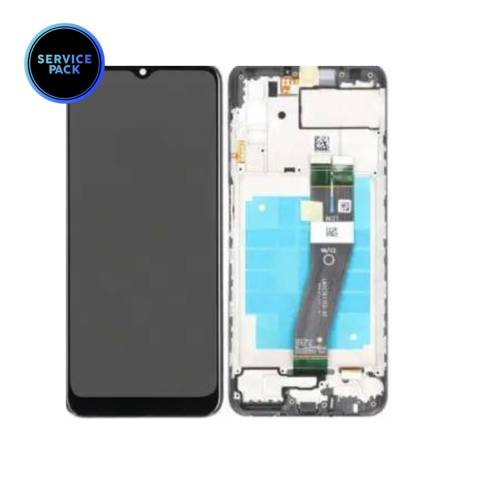 Bloc écran LCD avec châssis pour SAMSUNG A03s - SERVICE PACK - Noir