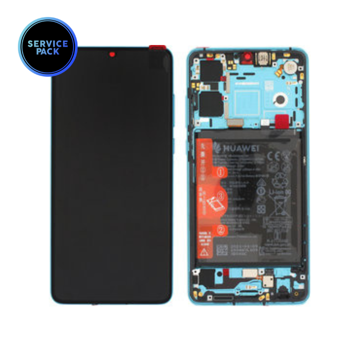 Bloc écran OLED avec batterie pour HUAWEI P30 - SERVICE PACK - Bleu