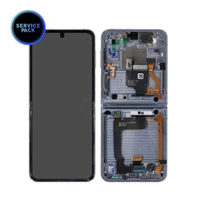 Bloc écran OLED avec châssis pour SAMSUNG Z Flip 4 - F721 - SERVICE PACK - Bleu