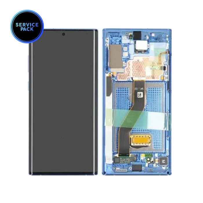 Bloc écran OLED pour SAMSUNG Note 10 Plus - SERVICE PACK - Aura Bleu