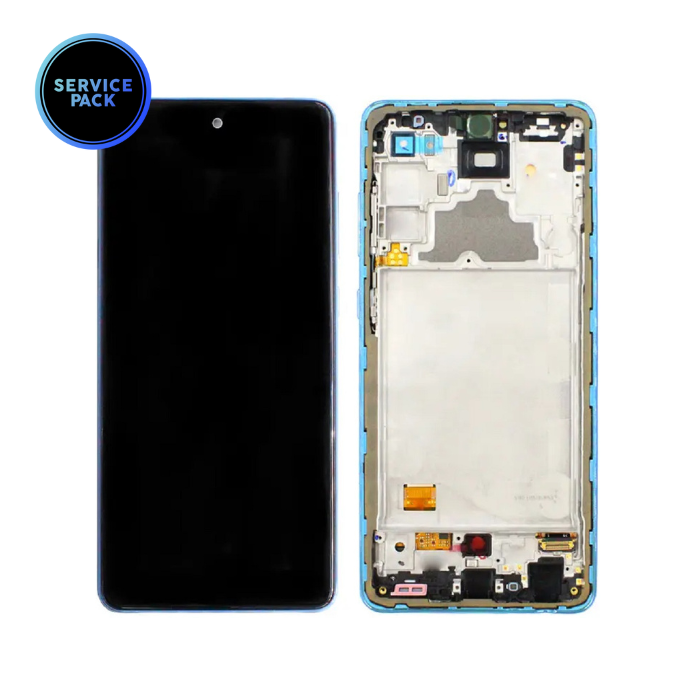 Bloc écran LCD avec châssis pour SAMSUNG A72 - A725 - SERVICE PACK - Bleu