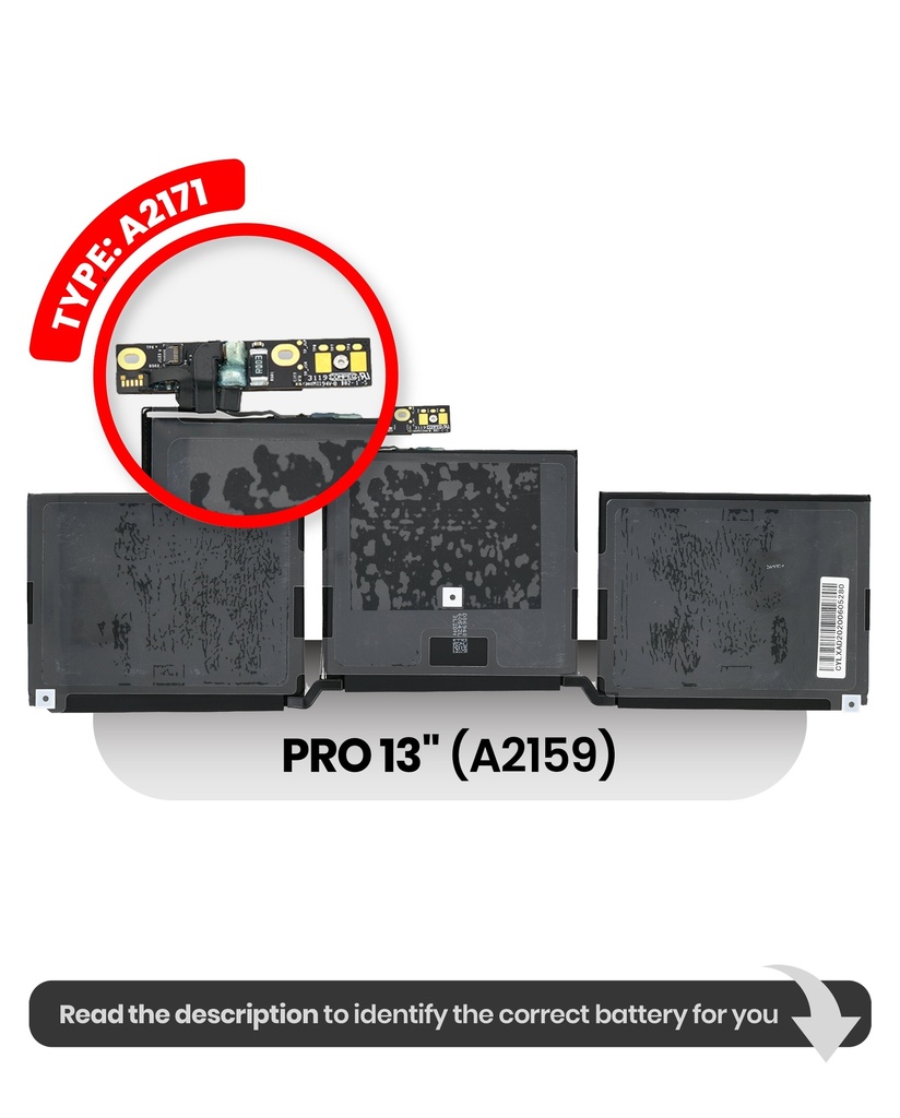 Batterie A2171 compatible pour MacBook Pro 13" - A2159 de 2019