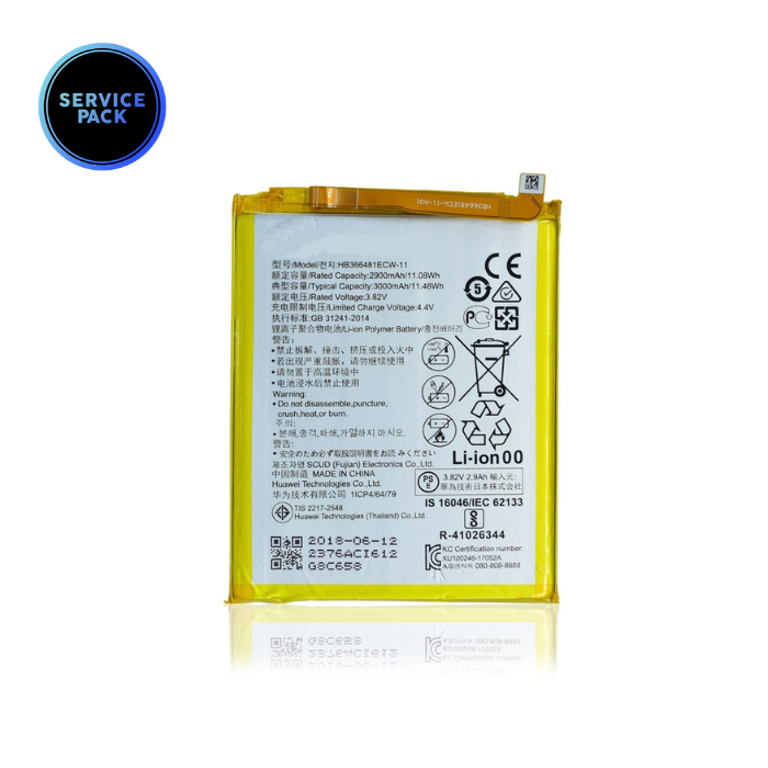 Batterie compatible HUAWEI P9 - P9 Lite - P10 - P10 Lite - P20 Lite - P Smart Plus 2018 - NOVA 2 Plus - Y7 Prime 2018 - Honor 5C - Honor 7X - Honor 8 Lite - Honor 8 - Honor 9N - HB366481ECW - SERVICE PACK