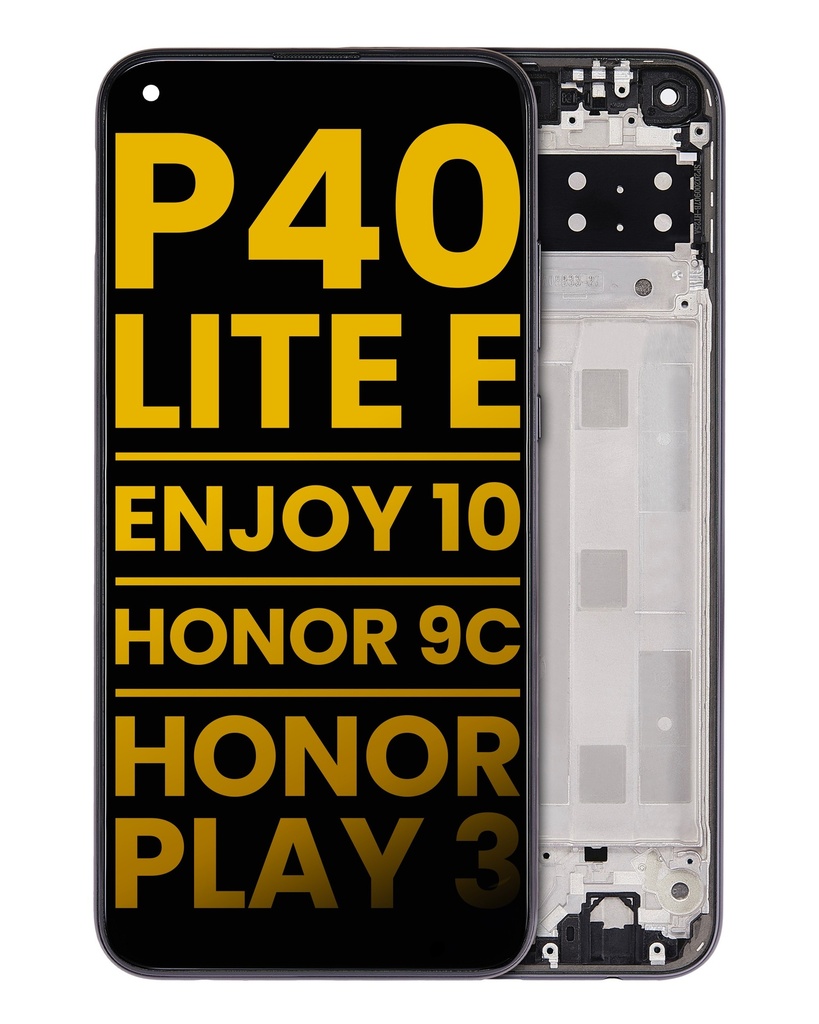 Bloc écran LCD avec châssis compatible Huawei P40 Lite E / Enjoy 10 / Honor 9C / Honor Play 3 - Reconditionné - Noir