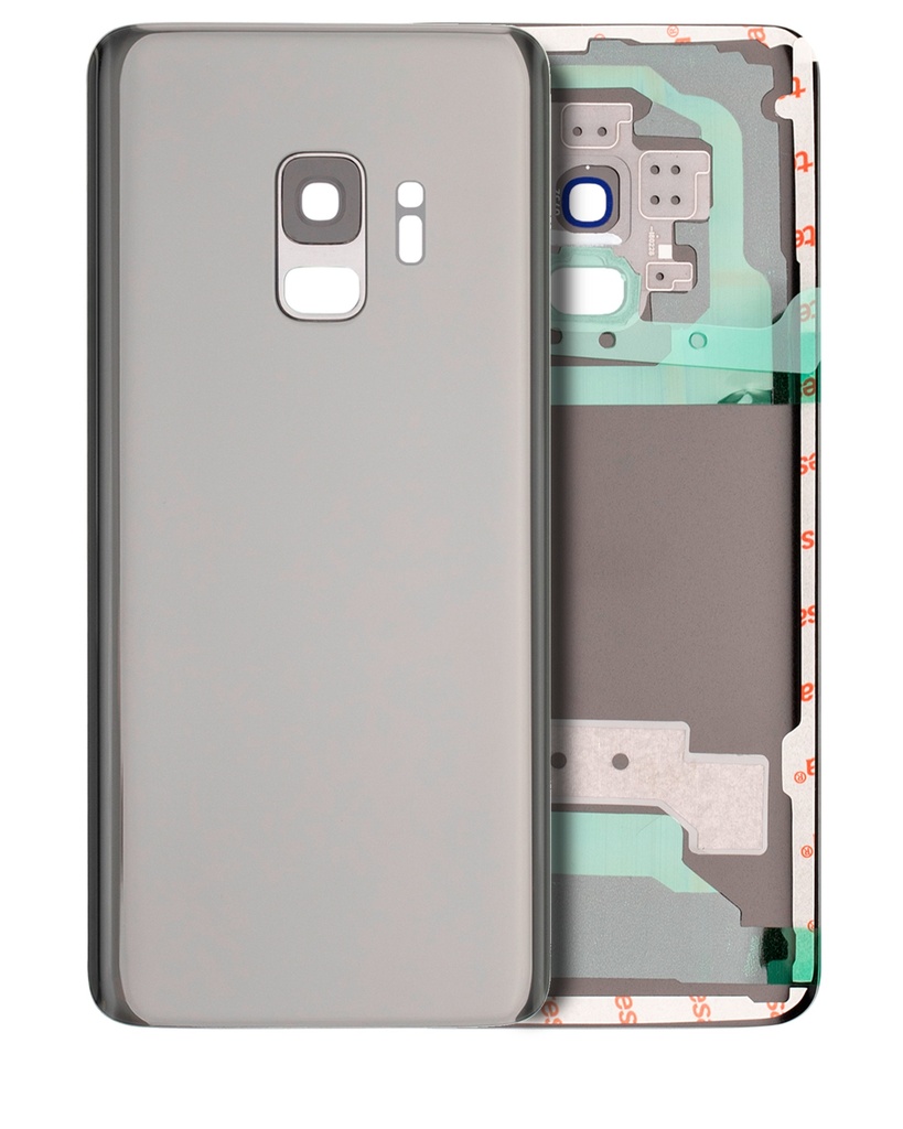 Vitre arrière sans logo avec adhésif et lentille compatible SAMSUNG S9 - Aftermarket Plus - Argent