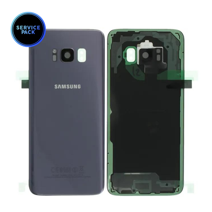 Vitre arrière avec lentille caméra pour SAMSUNG S8 - Version US - SERVICE PACK - Gris Orchidée