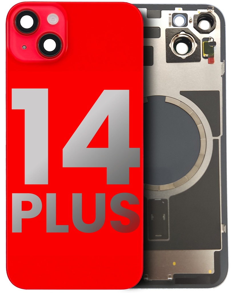 Vitre arrière avec plaque en métal avec MagSafe pré installé pour iPhone 14 Plus - Grade A - Rouge