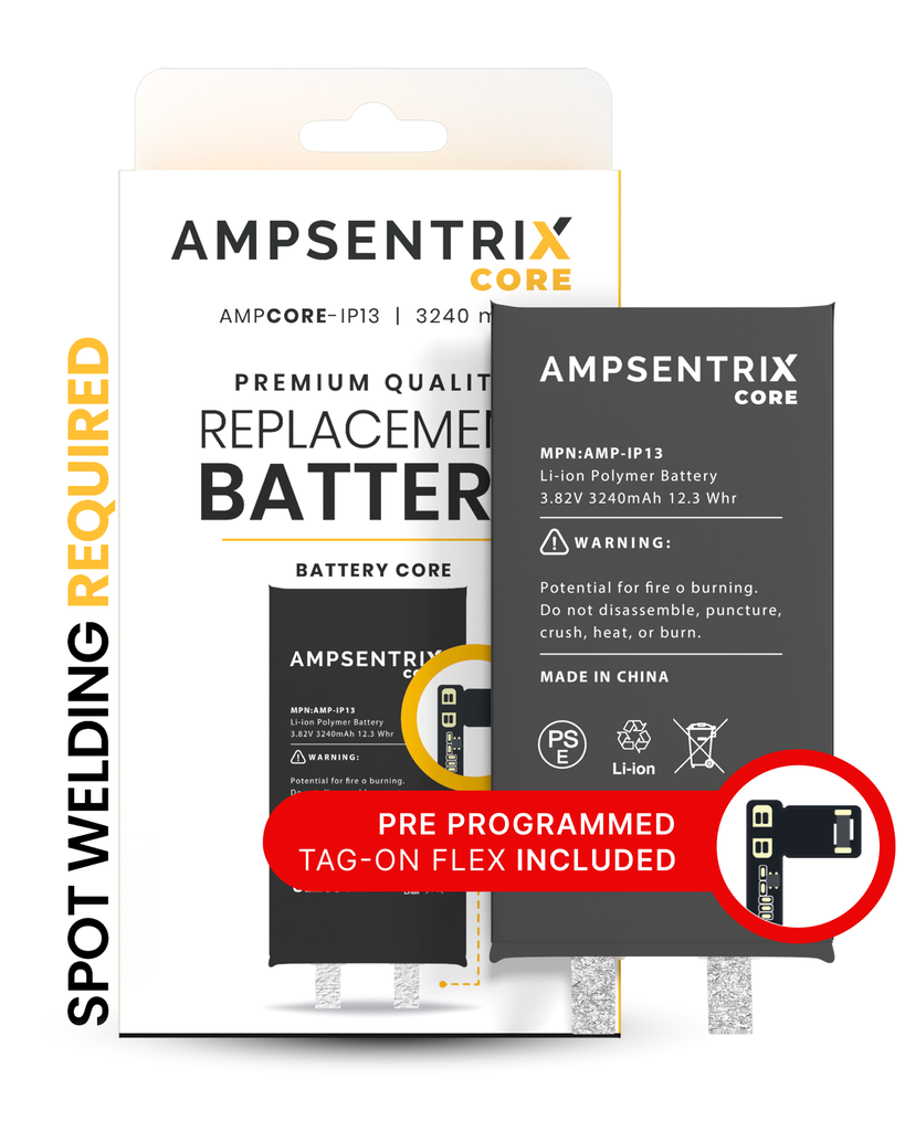 Batterie SANS BMS avec Tag-On Flex pour iPhone 13 - AmpSentrix Core