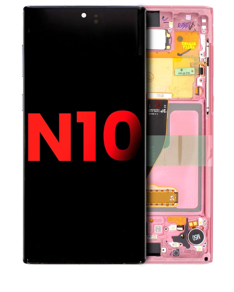 Bloc écran OLED avec châssis compatible SAMSUNG Note 10 - Aftermarket Plus - Aura Rose