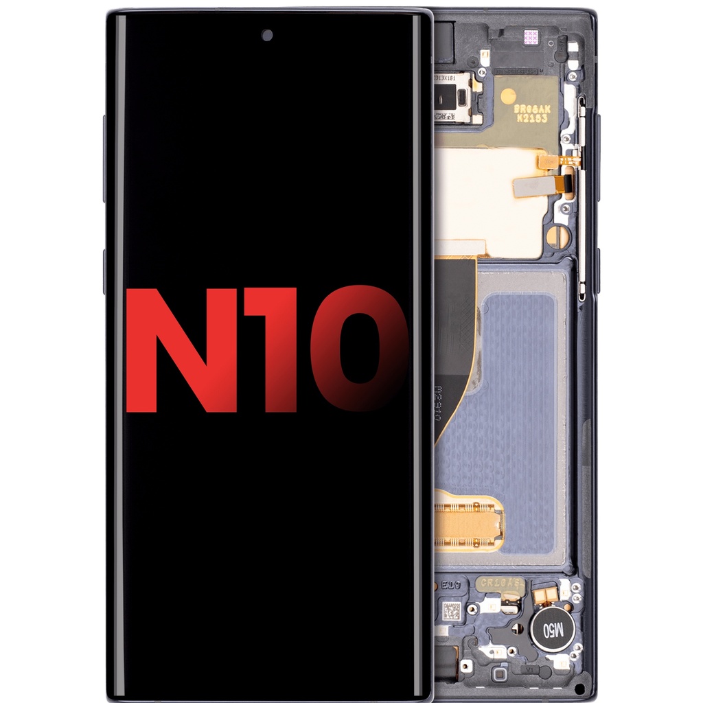 Bloc écran OLED avec châssis compatible SAMSUNG Note 10 - Aftermarket Plus - Aura Noir