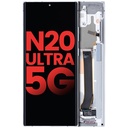 Bloc écran OLED avec châssis compatible pour SAMSUNG Note 20 Ultra 5G - Aftermarket Plus - Blanc