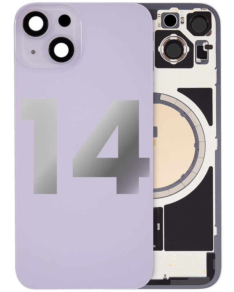 Vitre arrière avec adhésif et MagSafe original pour iPhone 14 - Avec Logo - Grade A - Violet