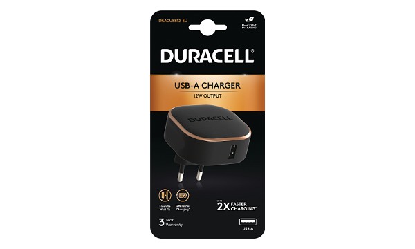 Chargeur USB-A 12W - Duracell - Noir et Or