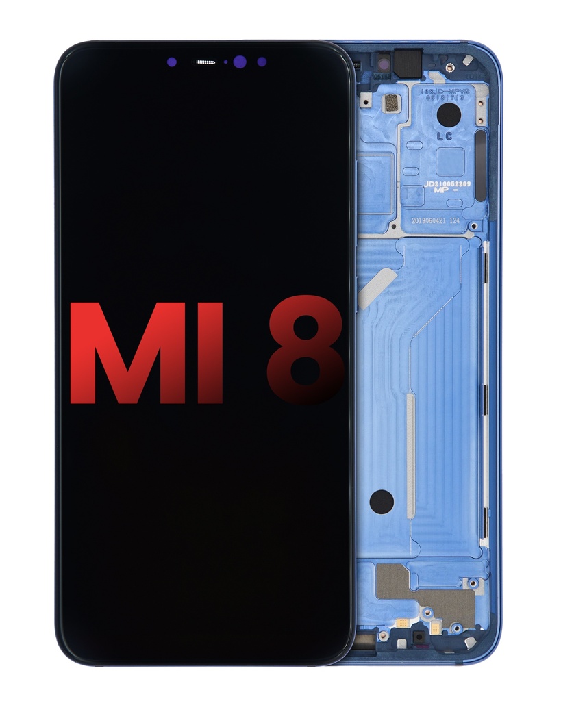 Bloc écran OLED avec châssis compatible Xiaomi Mi 8 - Aftermarket Plus - Bleu