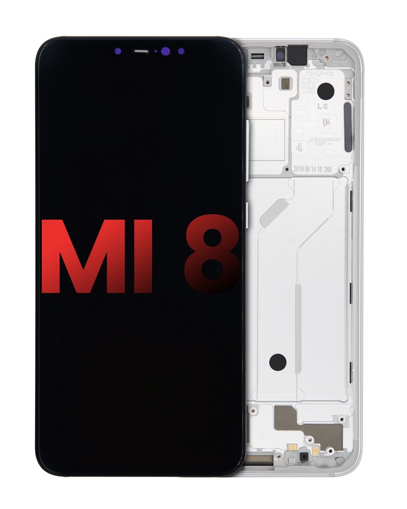 Bloc écran OLED avec châssis compatible Xiaomi Mi 8 - Aftermarket Plus - Blanc