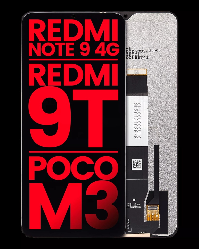 Bloc écran LCD sans châssis Compatible  Xiaomi Redmi Note 9 4G -  Redmi 9T -  Poco M3 - Aftermarket Plus - Toutes couleurs