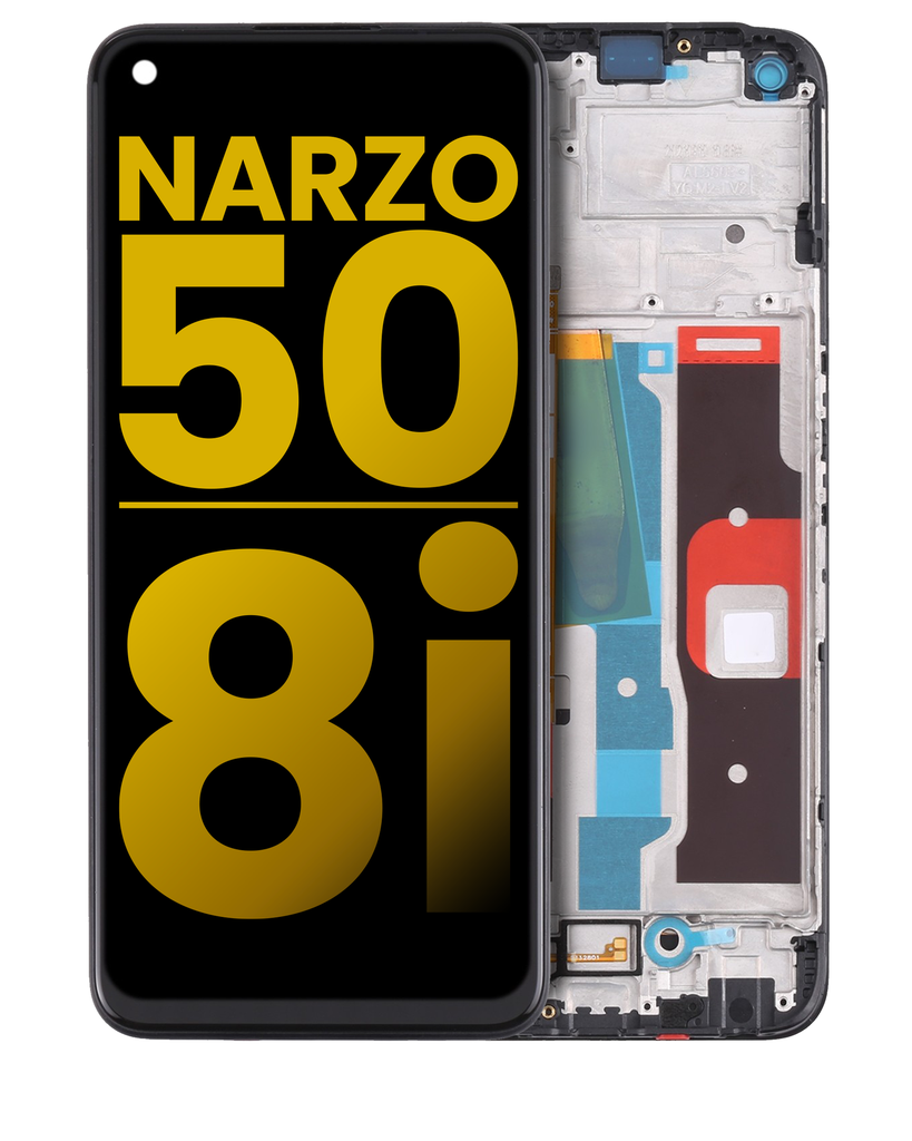 Bloc écran LCD avec châssis compatible Realme Narzo 50 - 8i - Reconditionné - Toutes couleurs
