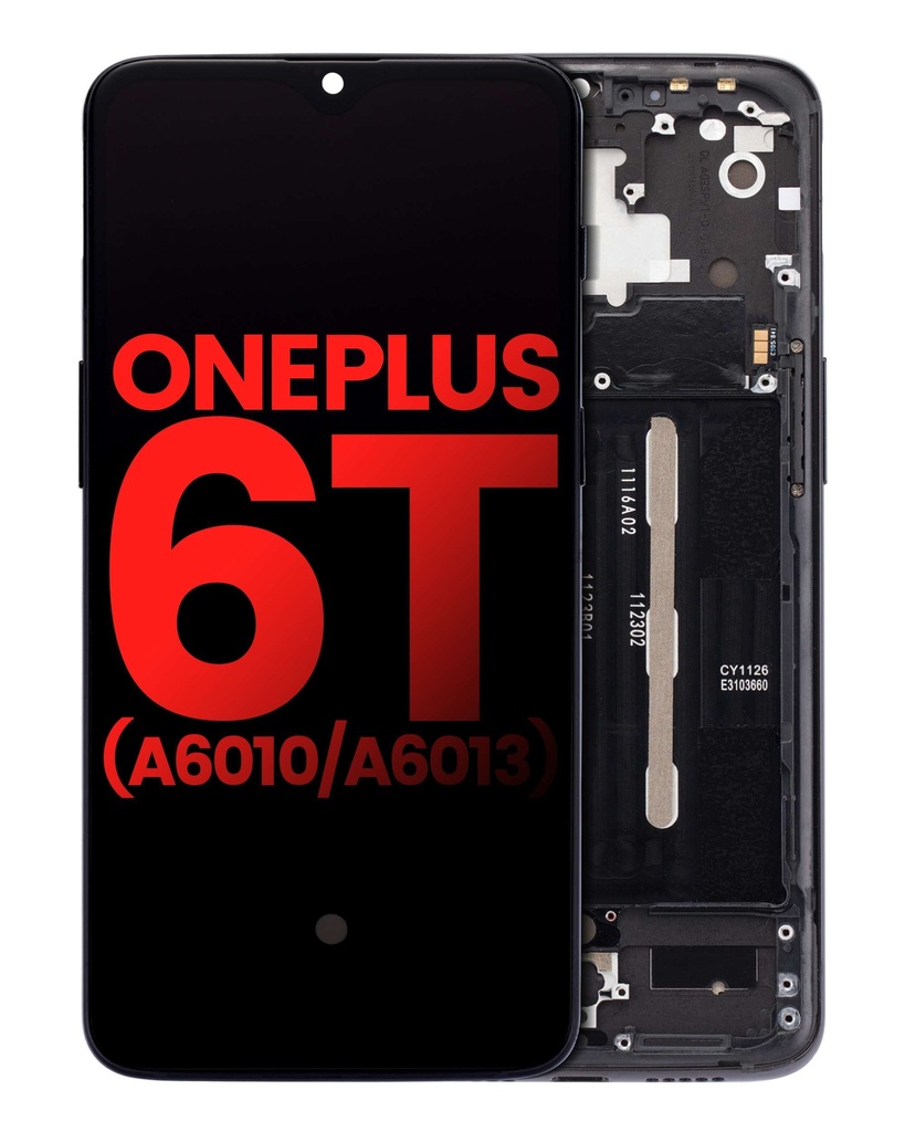 Bloc écran OLED avec châssis compatible OnePlus 6T - A6010 - A6013 - Aftermarket Plus - Mirror Black