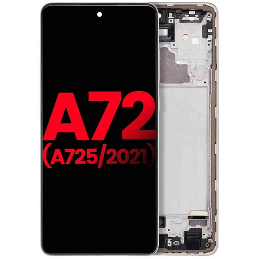 Bloc écran OLED avec châssis pour SAMSUNG A72 - A725 2021 - 6,36" - Aftermarket Plus - Blanc
