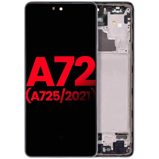 Bloc écran OLED avec châssis pour SAMSUNG A72 - A725 2021 - Aftermarket plus - Noir