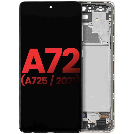 [107082111315] Bloc écran OLED avec châssis compatible SAMSUNG A72 - A725 2021 - 6,67" - Aftermarket Plus - Blanc
