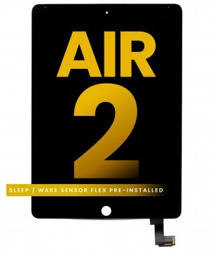 [107082005402] Bloc écran LCD et tactile compatible iPad Air 2 - Nappe smart cover pré-installée - Premium - Noir