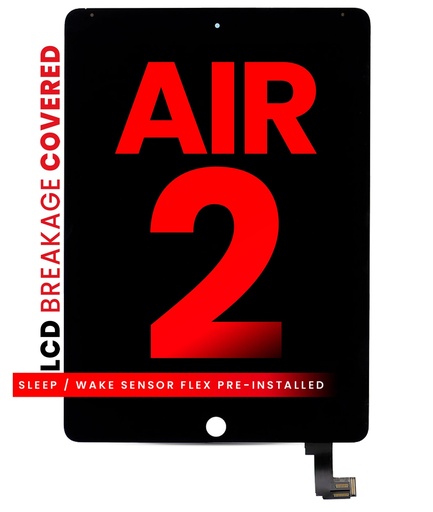 [107082005450] Bloc écran LCD et tactile compatible iPad Air 2 - Nappe smart cover pré-installée - XO7 - Noir