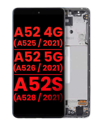 [107082091405] Bloc écran OLED avec châssis compatible SAMSUNG A52 4G - A525 - A52 5G - A526 - A52S 5G - A528 - Aftermarket Plus - Blanc
