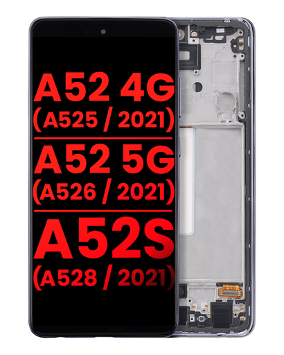[107082091407] Bloc écran OLED avec châssis compatible SAMSUNG A52 4G - A525 - A52 5G - A526 - A52S 5G - A528 - Aftermarket Plus - Violet