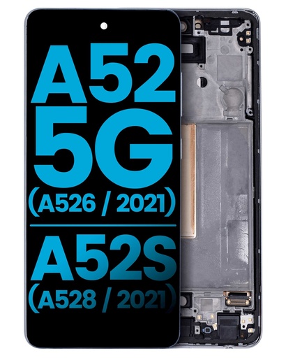 Bloc écran LCD avec châssis pour SAMSUNG A52 5G et A52S - Aftermarket Incell - Blanc
