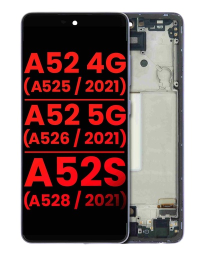 [107082087155] Bloc écran OLED avec châssis compatible SAMSUNG A52 4G - A525 2021 - A52 5G - A526 2021 - A52s 5G - A528 2021 - 6,36" - Aftermarket Plus - Violet