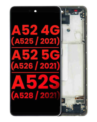 [107082087153] Bloc écran OLED avec châssis compatible SAMSUNG A52 4G - A525 2021 - A52 5G - A526 2021 - A52s 5G - A528 2021 - 6,36" - Aftermarket Plus - Blanc