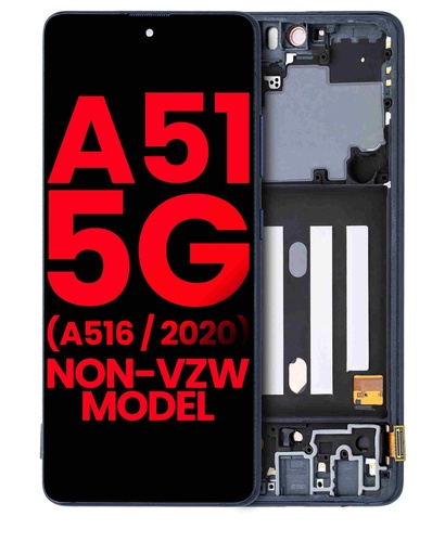 [107082102215] Bloc écran OLED avec châssis compatible SAMSUNG A51 5G - A516 2020 - châssis Non-Verizon 5G UVW 6,46" - Aftermarket plus - Prism Cube Black