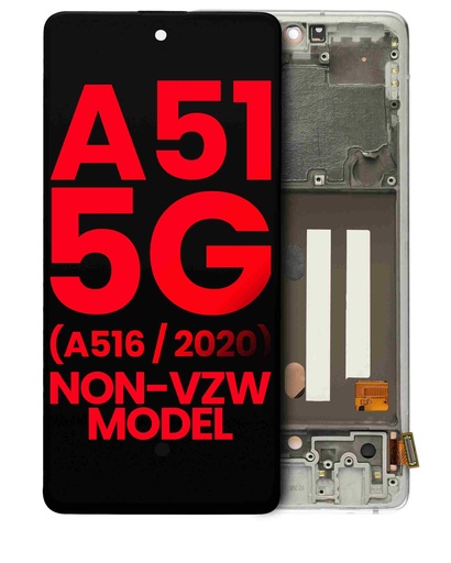 Bloc écran OLED avec châssis pour SAMSUNG A51 5G - A516 2020 - châssis Non-Verizon 5G UW 6,46" - Aftermarket Plus - Prism Cube White