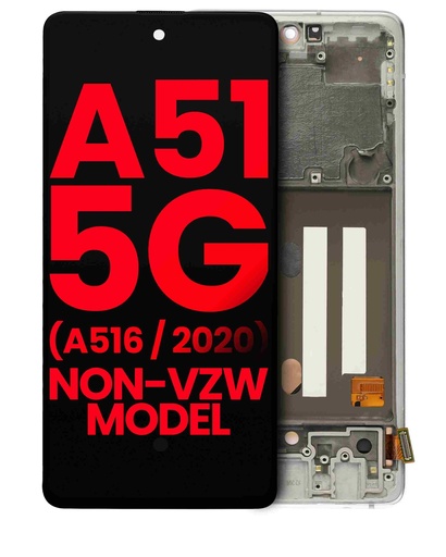 [107082102240] Bloc écran OLED avec châssis compatible SAMSUNG A51 5G - A516 2020 - châssis Non-Verizon 5G UW 6,46" - Aftermarket Plus - Prism Cube White