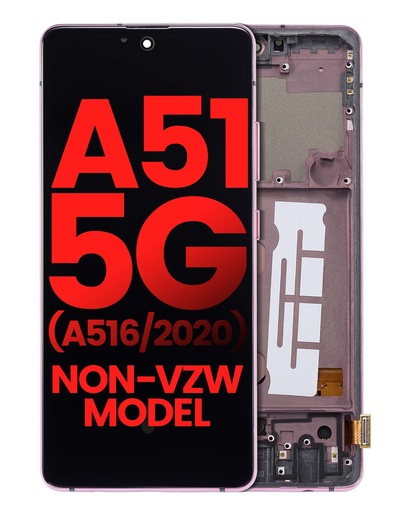 Bloc écran OLED avec châssis pour SAMSUNG A51 5G - A516 - non-Verizon 5G UW  - 6.46" - Aftermarket Plus - Prism Cube Pink