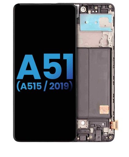 Bloc écran LCD avec châssis - sans capteur d'empreintes - pour SAMSUNG A51 4G - A515 2019 - Aftermarket Incell - Toutes couleurs