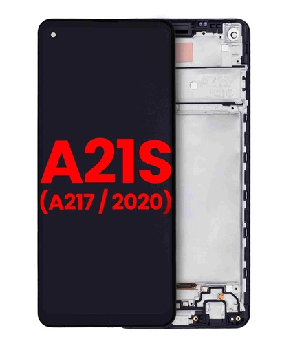[107083029304] Bloc écran LCD avec châssis compatible SAMSUNG A21s 2020 - A217 - Aftermarket Plus - Toutes couleurs