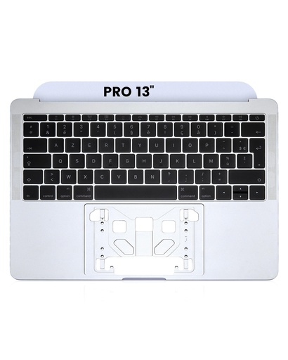 Top case avec clavier AZERTY rétroéclairé pour MacBook Pro 13" Retina A1708 - Fin 2016 - Milieu 2017 - Pulled Grade A - Silver