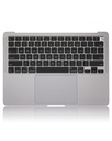Top case avec clavier AZERTY pour MacBook Air 13" Retina A2179 - Début 2020 - Gris