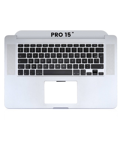 Top case avec clavier AZERTY rétroéclairé pour MacBook Pro 15" Retina A1398 - Milieu 2015 - Silver