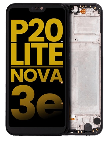 [107082059504] Bloc écran LCD avec châssis compatible HUAWEI P20 Lite - Nova 3E - Reconditionné - Noir