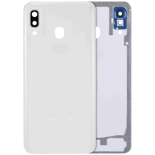 Vitre arrière avec lentille caméra pour SAMSUNG A30 - A305 2019 - Aftermarket Plus - Blanc